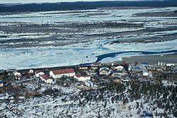 Aerial view of a portion of Noatak village