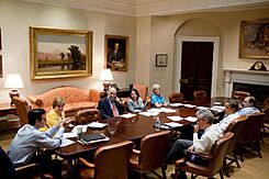 President Barack Obama attends a health care reform meeting in the Roosevelt Room of the White House, on Aug. 7, 2009