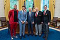 President Joe Biden greets Kansas City Chiefs' President Mark Donovan, Head Coach Andy Reid and players Patrick Mahomes and Travis Kelce in the Oval Office of the White House on June 5, 2023 - P20230605AS-0902
