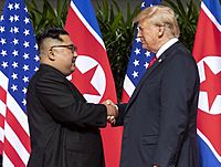 President Trump and Kim Jong-Un meet June 2018 (cropped)