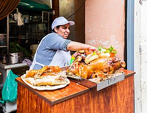 Puesto de comida, calle Jirón Ancash, Lima, Perú, 2015-07-28, DD 80