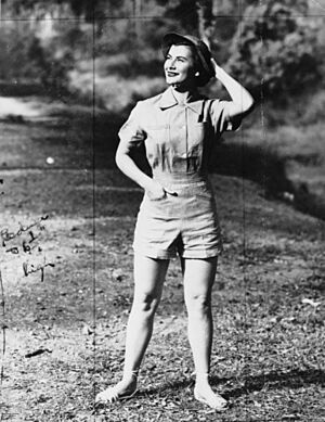 StateLibQld 1 199919 Young woman modelling a short pantsuit, Brisbane, 1952