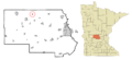 Stearns County Minnesota Incorporated and Unincorporated areas St. Rosa Highlighted