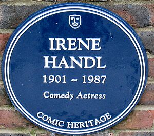 Teddington Riverside, Irene Handl, Comic Heritage plaque