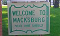 Welcome sign in city park, Macksburg, Iowa - 20110709