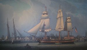 'Wharves of Boston' by Robert Salmon, 1829 - Old State House Museum, Boston, MA - IMG 6794