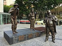 A. Davis, C. Lilley and E. Miller statues in Brisbane 01