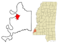 Adams County Mississippi Incorporated and Unincorporated areas Natchez Highlighted