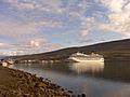 Akureyri harbor with cruise ship