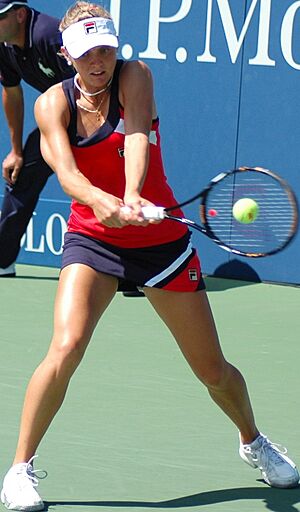 Anna Chakvetadze at the 2009 US Open 13 (cropped)