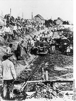Bundesarchiv Bild 183-A0706-0018-020, KZ Sachsenhausen, Häftlinge im Klinkerwerk