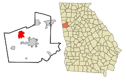 Location in Carroll County and the state of Georgia