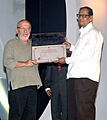 Chowdhury Mohan Jatua presenting the award for the Best Actor to Mr. Sasson Gabey for the film “Restoration” at the closing ceremony of the 42nd International Film Festival of India (IFFI-2011), at Panaji, Goa