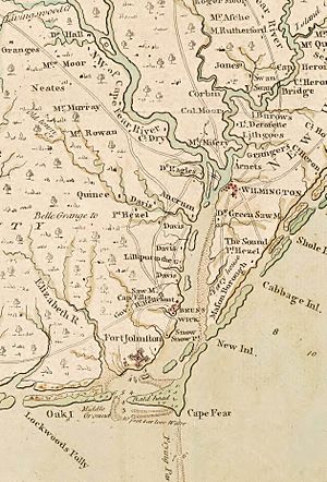 Collet Map excerpt showing mouth of Cape Fear