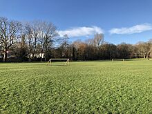 View of the football goalposts in Coulthard Park.