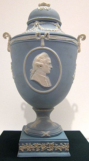 Covered urn with relief portrait of Captain Cook, Josiah Wedgwood and Sons, Honolulu Museum of Art