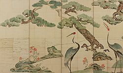 Cranes, Pines, and Bamboo II