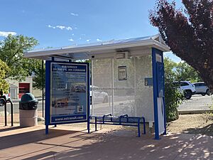 Eastern Sierra Transit bus shelter in Bishop California
