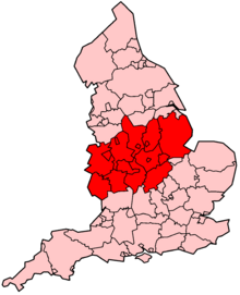 The West Midlands and East Midlands regions of England