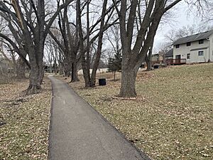 Footpath behind houses in Jonathan, Minnesota
