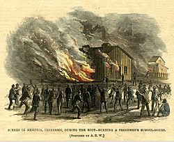 Freedmen's Schoolhouse Burns in 1866 Memphis Riot