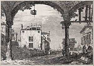 Giovanni Antonio Canal, il Canaletto - The portico with a lantern - from the series 'Vedute' (Views) - Google Art Project