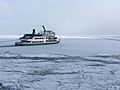 Icebreaker Aurora on drift ice at Sea of Okhost