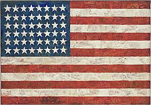 Jasper Johns's 'Flag', Encaustic, oil and collage on fabric mounted on plywood,1954-55