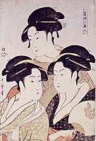 Kitagawa Utamaro - Toji san bijin (Three Beauties of the Present Day)From Bijin-ga (Pictures of Beautiful Women), published by Tsutaya Juzaburo - Google Art Project