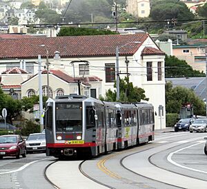 L Taraval train on Ulloa Street, June 2017-001 (cropped)