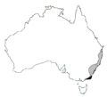 Litoria aurea range in Australia