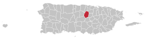Map of Puerto Rico highlighting Corozal Municipality
