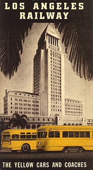 Los Angeles Railway Yellow Car and coaches map (cover), 1942