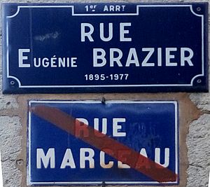 Lyon 1er - Rue Eugénie Brazier (plaque)