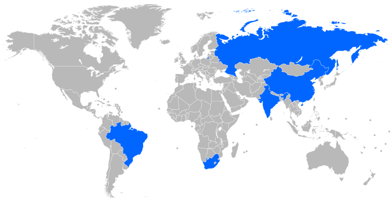 Map of BRICS countries