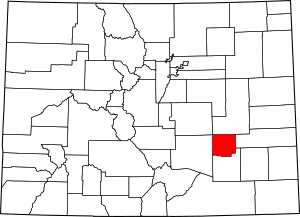 Map of Colorado highlighting Crowley County