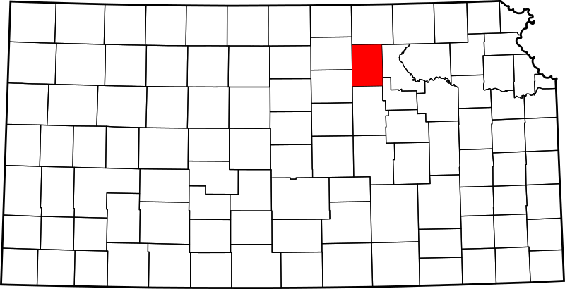 Image Map of Kansas highlighting Clay County