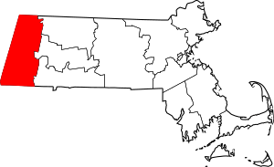 Map of Massachusetts highlighting Berkshire County