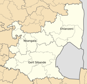 Map of Mpumalanga with districts labelled (2011)