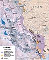 Map of the frontlines in the Iran-Iraq War