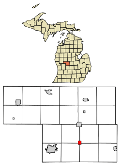 Location of Sheridan within Montcalm County, Michigan