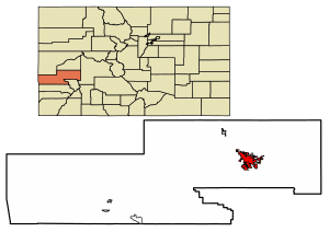 Location of the City of Montrose in Montrose County, Colorado.