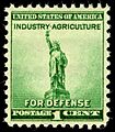 National Defense Statue of Liberty 1c 1940 issue U.S. stamp