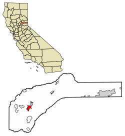 Location of Grass Valley in Nevada County, California