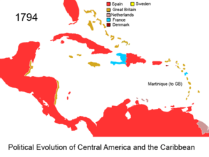 Political Evolution of Central America and the Caribbean 1794 na