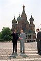 President Ronald Reagan and Soviet General Secretary Mikhail Gorbachev in Red Square during the Moscow Summit
