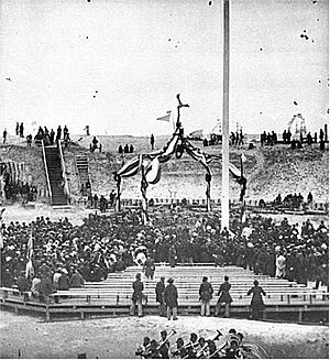 Raising the flag at Fort Sumter, 1865