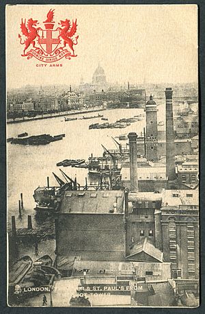 Raphael Tuck & Sons London Heraldic View Postcard Series 2174 THE RIVER & ST. PAUL'S FROM THE SHOT TOWER picture side