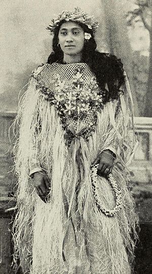 Tahitian woman in festive costume ca 1906