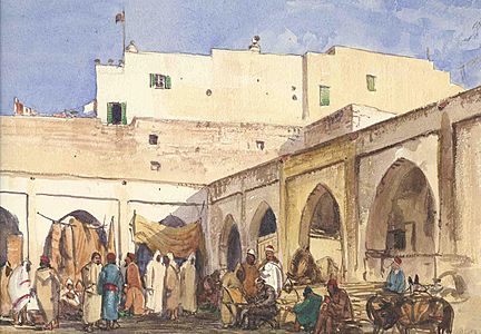 Truman Seymour, Moroccan Market with Red Flag